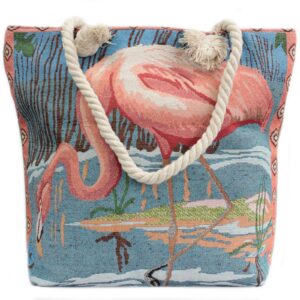 Tasche mit Seilgriff Rosa Flamingo
